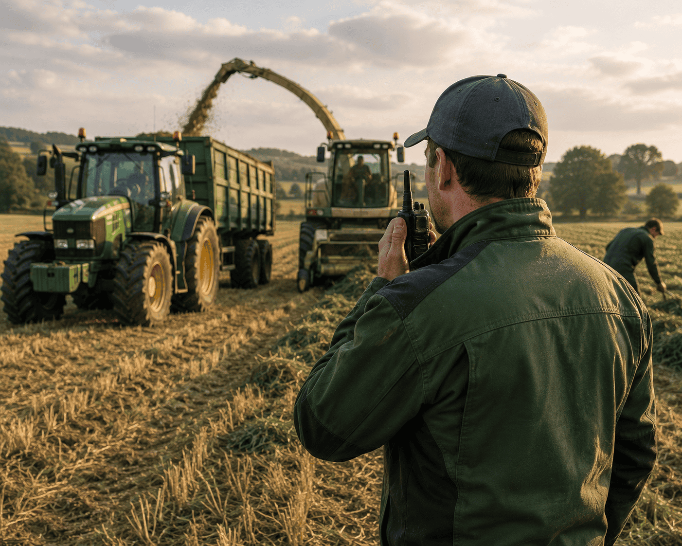 Harvesting the fields at golden hour