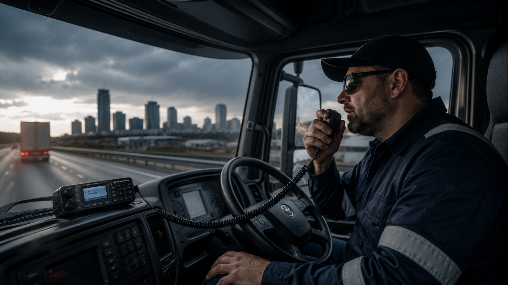 In the driver's seat on the road