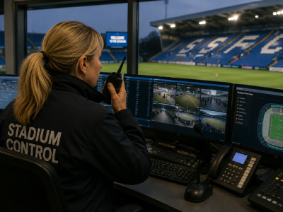control Stadium control room overlooking the pitch